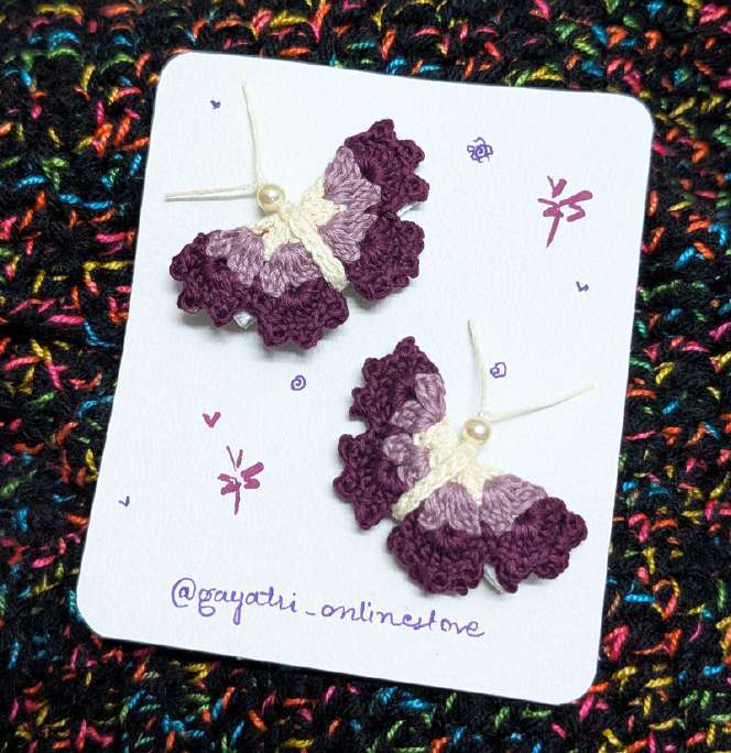 Butterfly crochet hair clip