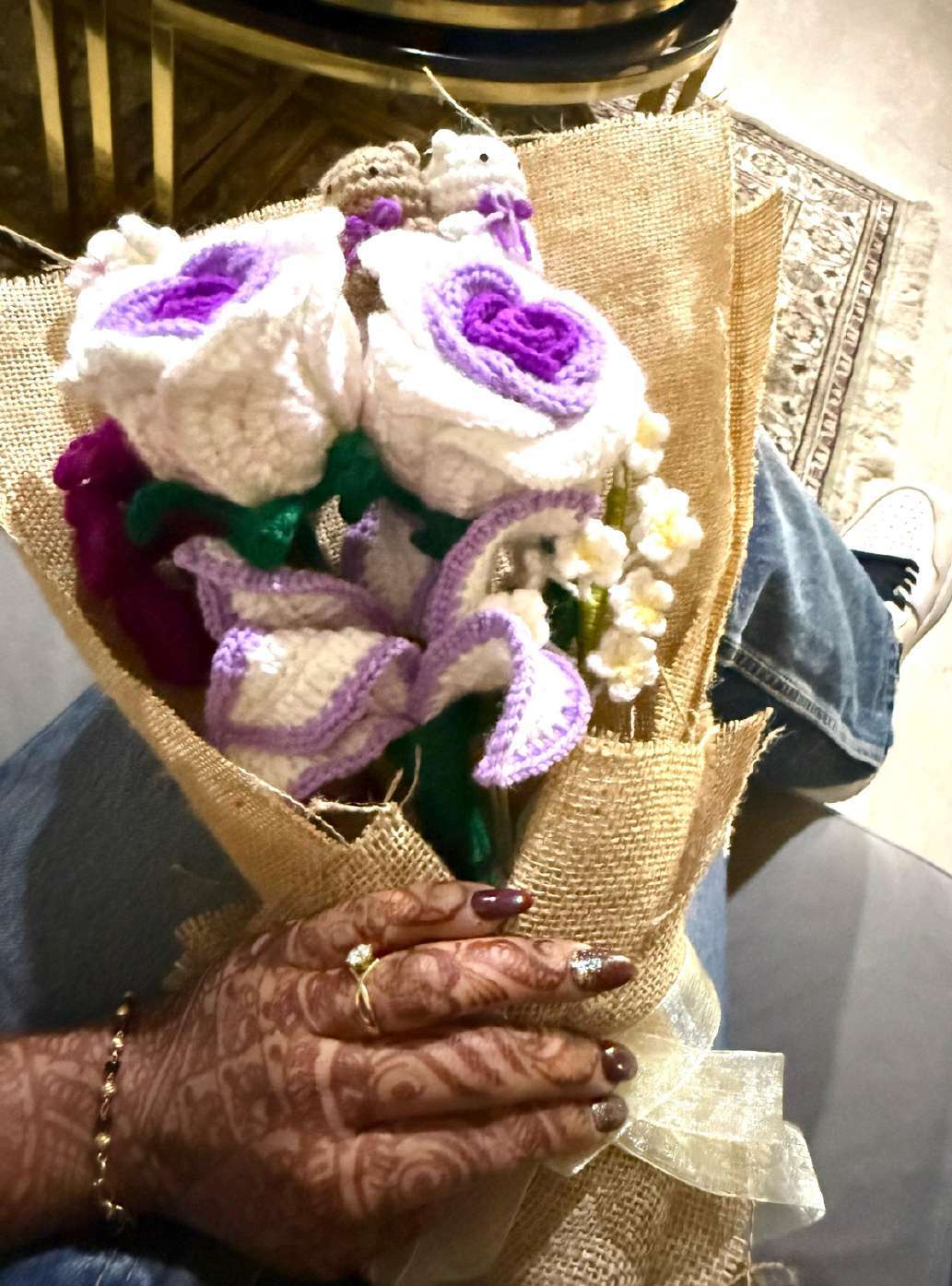 Purple crochet bouquet